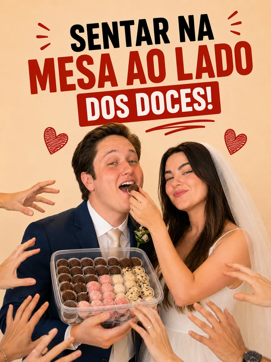 Sentar na mesa ao lado dos doces